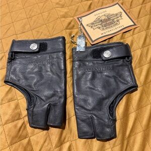 Harley-Davidson Black Leather Two Finger Riding Gloves XXL